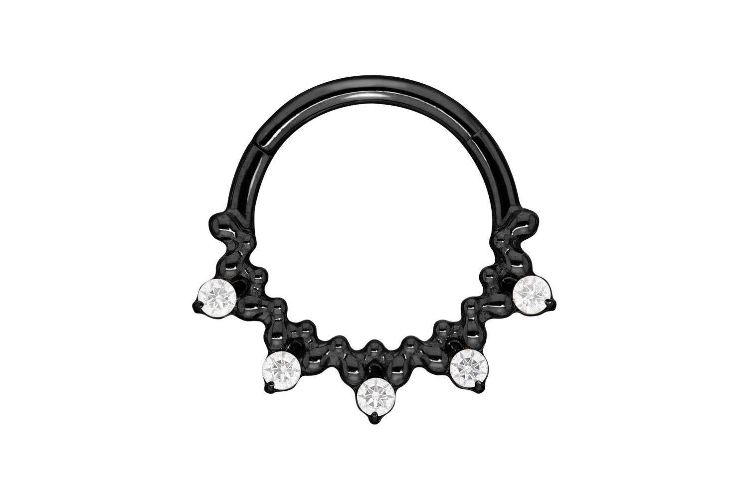 Titan Segmentring Clicker Piercing 5 KRISTALLE + KUGELN